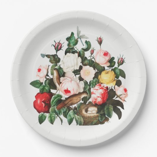  BOTANISCH PAPIERBORD MET VOGELNEST PAPIEREN BORDJE (Voorkant)