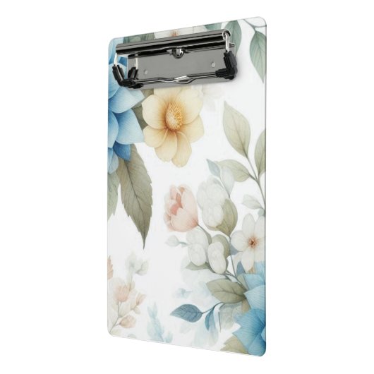 Botanisch Pastel Blauw Geel Mini Klembord (Angled2)