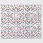 botanisch pastelpatroon - Retro Floral Cadeaupapier (Vlak)