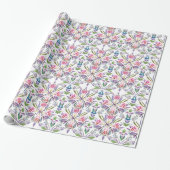 botanisch pastelpatroon - Retro Floral Cadeaupapier (Uitgerold)