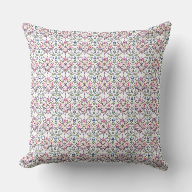  botanisch pastelpatroon - Retro Floral Kussen (Voorkant)