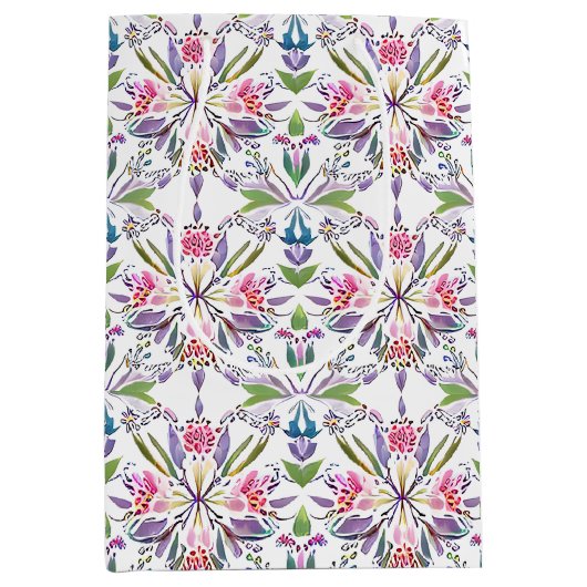  botanisch pastelpatroon - Retro Floral Medium Cadeauzakje (Voorkant)