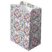  botanisch pastelpatroon - Retro Floral Medium Cadeauzakje (Achterkant Gekanteld)