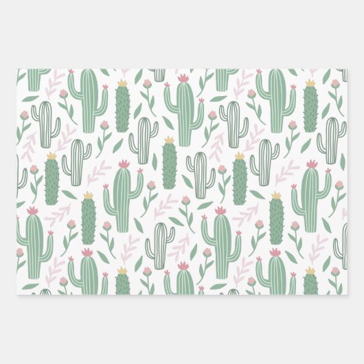 Botanisch patroon 3 kleuren inpakpapier vel (Voorkant)