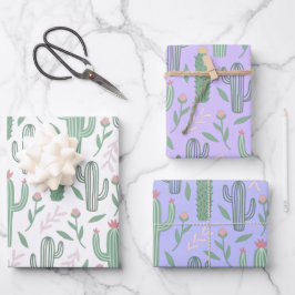 Botanisch patroon 3 kleuren inpakpapier vel