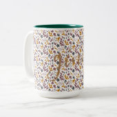 Botanisch Patroon Aanpassen Tweekleurige Koffiemok (Voorkant links)