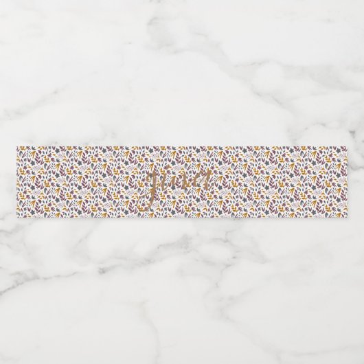 Botanisch Patroon Aanpassen Waterfles Etiket (Enkel label)