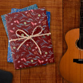 Botanisch patroon blauw inpakpapier vel