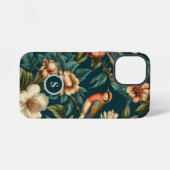 Botanisch patroon  bloemvogels monogram iPhone hoesje (Achterkant horizontaal)