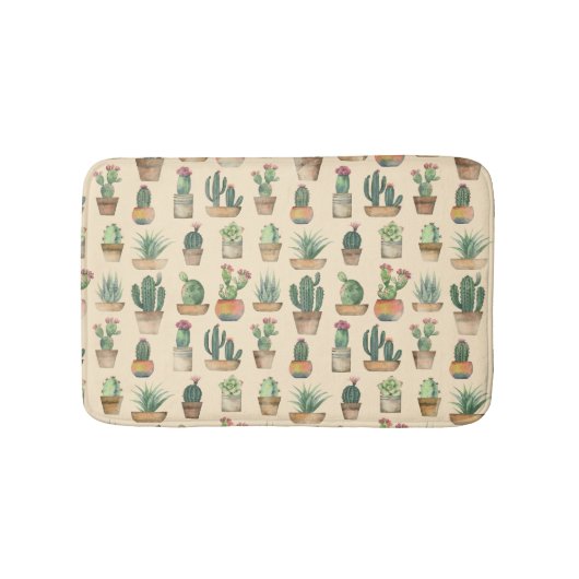 Botanisch patroon Cacti Illustratie Badmat (Voorkant)