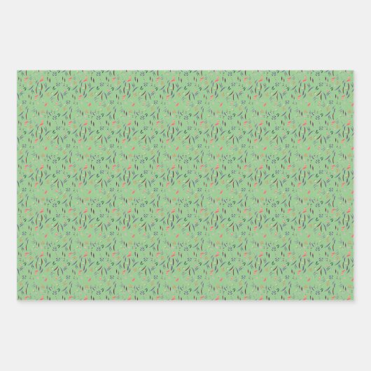 Botanisch patroon grijs groen inpakpapier (Voorkant 3)