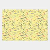 Botanisch patroon groen geel blauw inpakpapier (Voorkant)