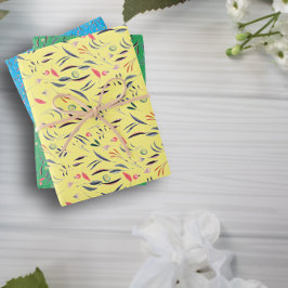 Botanisch patroon groen geel blauw inpakpapier