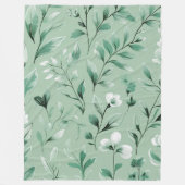 Botanisch patroon in subtiele groentinten fleece deken (Voorkant)