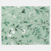 Botanisch patroon in subtiele groentinten fleece deken (Voorkant (Horizontaal))