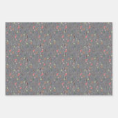 Botanisch patroon laat wit zwart inpakpapier achte (Voorkant 2)