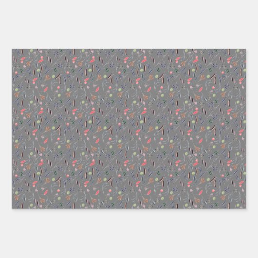 Botanisch patroon laat wit zwart inpakpapier achte (Voorkant 2)