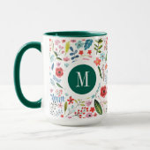 Botanisch Patroon Leuke Kleurrijke Bladen & Bloeme Mok (Links)