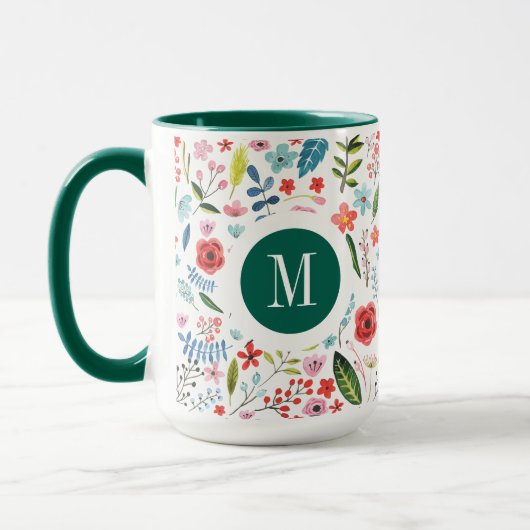 Botanisch Patroon Leuke Kleurrijke Bladen & Bloeme Mok (Links)