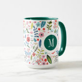 Botanisch Patroon Leuke Kleurrijke Bladen & Bloeme Mok (Voorkant rechts)