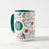 Botanisch Patroon Leuke Kleurrijke Bladen & Bloeme Mok (Voorkant links)