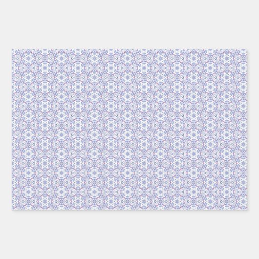 Botanisch patroon met blauw, lavendel en roze inpakpapier vel (Voorkant 2)