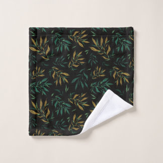 Botanisch patroon met gouden en groene bladeren washandje
