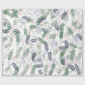 Botanisch patroon met groene bladeren rode accente cadeaupapier (Vlak)