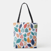 Botanisch patroon met tropische bladeren op wit tote bag (Achterkant)