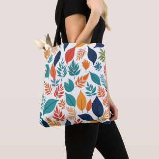 Botanisch patroon met tropische bladeren op wit tote bag
