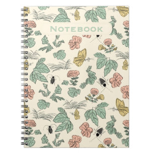 Botanisch patroon met vlinders en kevers notitieboek