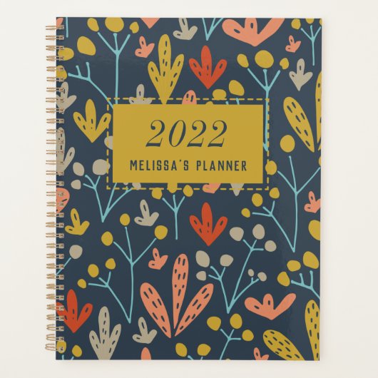 Botanisch Patroon Modern Aangepast Jaar 2022 Planner (Voorkant)
