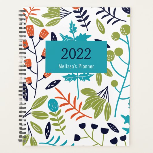 Botanisch Patroon Modern Floral Gepersonaliseerd P Planner (Voorkant)