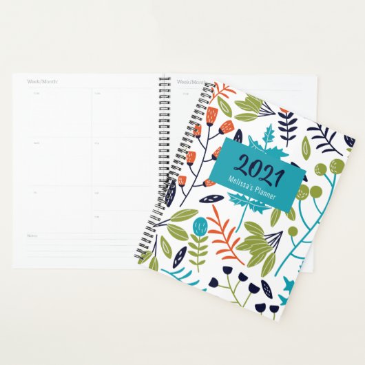 Botanisch patroon Modern Floral op maat Planner (Display)
