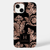 Botanisch Patroon Monogram Roos Goud Zwart Case-Mate iPhone Case (Achterkant)