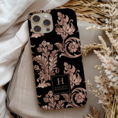  Botanisch Patroon Monogram Roos Goud Zwart Case-Mate iPhone Case