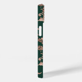 Botanisch patroon monogram roosgoud smaragdgroen Case-Mate iPhone case (Achterkant / Rechts)
