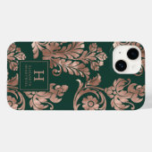 Botanisch patroon monogram roosgoud smaragdgroen Case-Mate iPhone case (Achterkant (horizontaal))
