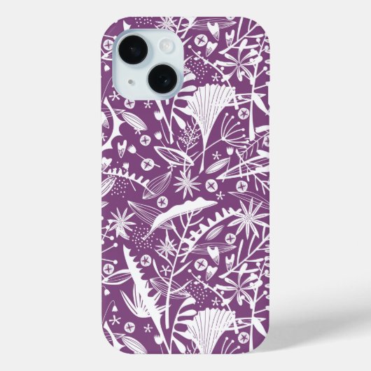 Botanisch Patroon Paars Case-Mate iPhone Case (Achterkant)