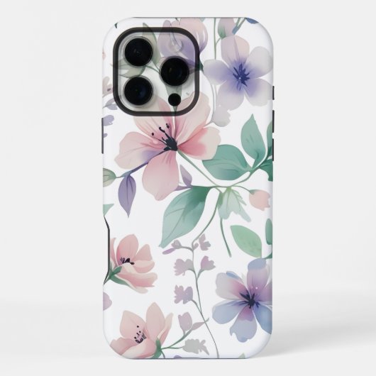 Botanisch patroon, pastelkleuren iPhone hoesje (Achterkant)