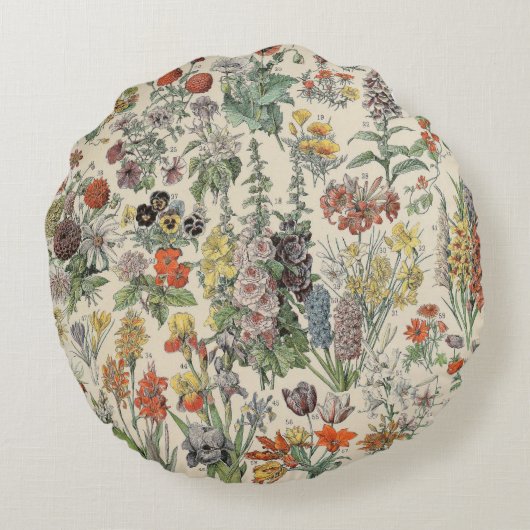  botanisch patroon rond kussen (Achterkant)