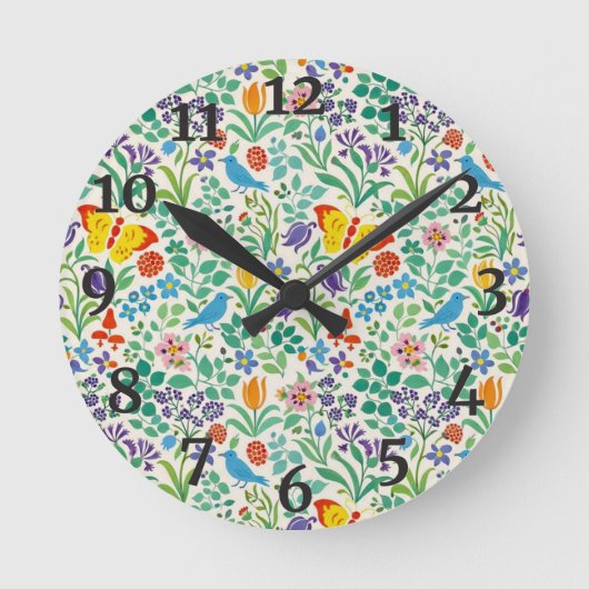 Botanisch patroon ronde klok (Voorkant)