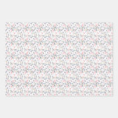 Botanisch patroon rood grijs wit inpakpapier (Voorkant 3)