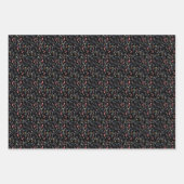Botanisch patroon rood grijs zwart inpakpapier (Voorkant 3)