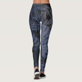 Botanisch patroon van het tropische jachtblauw pal leggings (Achterkant)