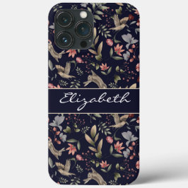 Botanisch patroon van Navy Blue Woodland Case-Mate iPhone Case