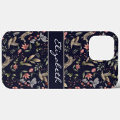 Botanisch patroon van Navy Blue Woodland Case-Mate iPhone Case (Achterkant (horizontaal))