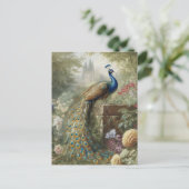 Botanisch: pauw in de buurt van kasteel in Engelse Briefkaart (Staand voorkant)