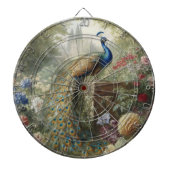 Botanisch: pauw in de buurt van kasteel in Engelse Dartbord (Voorkant)
