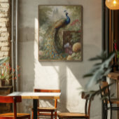 Botanisch: pauw in de buurt van kasteel in Engelse Poster